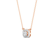 0.30 Ct Round Cut Moissanite Women's Halo Necklace Pendant 14K Gold Plated